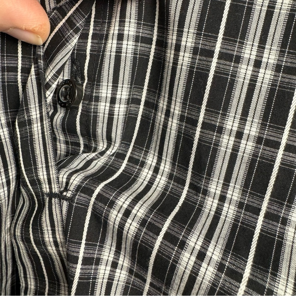 MEXX Men's Semi-Slim Fit Coupe Semi-Adjustee Button Up Shirt Black White Size L - Picture 9 of 9